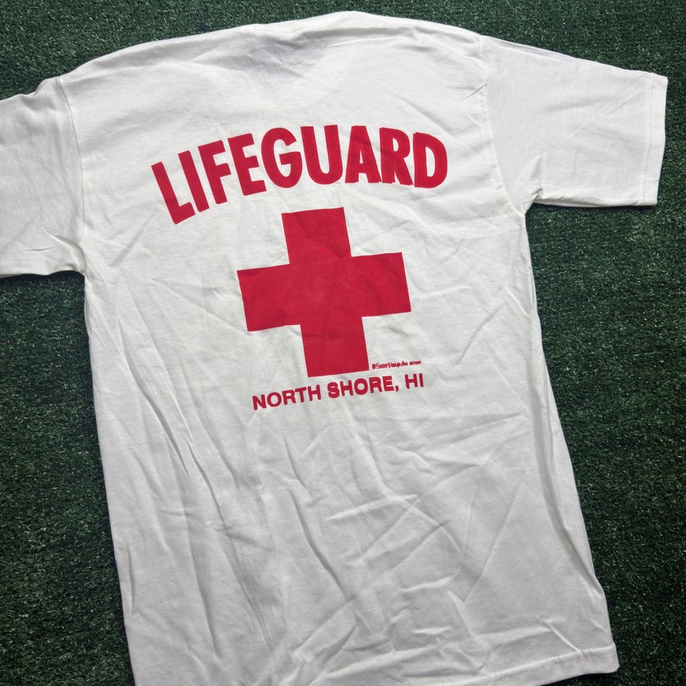 Vintage 90s All Sport Maxweight Lifeguard North Shore HI White T-Shirt Men Small